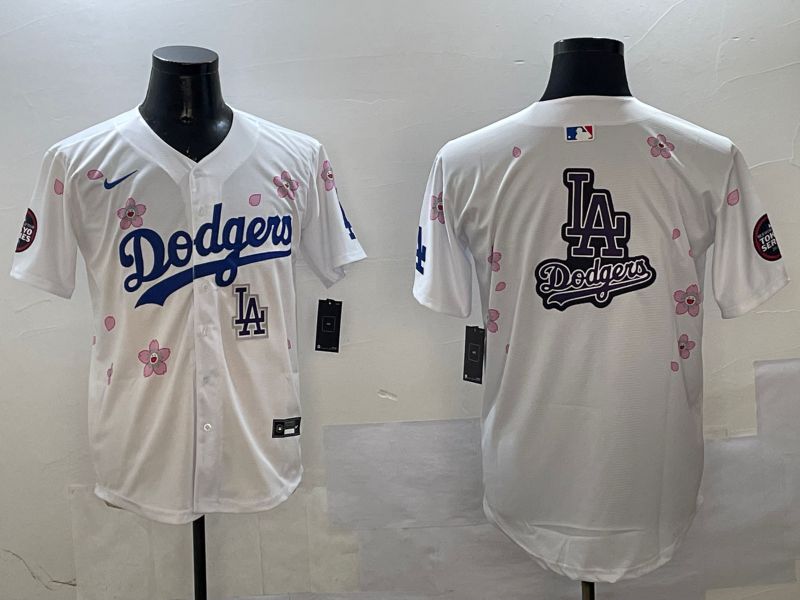 Men Los Angeles Dodgers Blank White Sakura Edition 2025 Nike MLB Jersey style 24